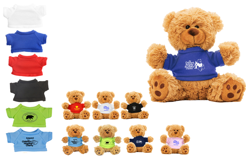 6" Plush Teddy Bear with Choice of T-Shirt Color